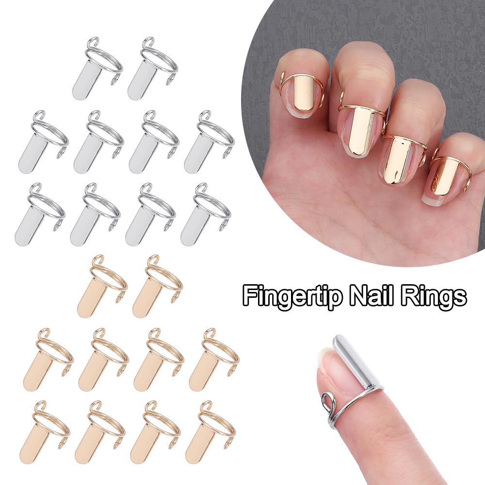 High Quality Reusable Nail Rings Removable Gold Color Fingertip Nail Rings Easy to Use Silver Color Phalanx Ring Women Girls
