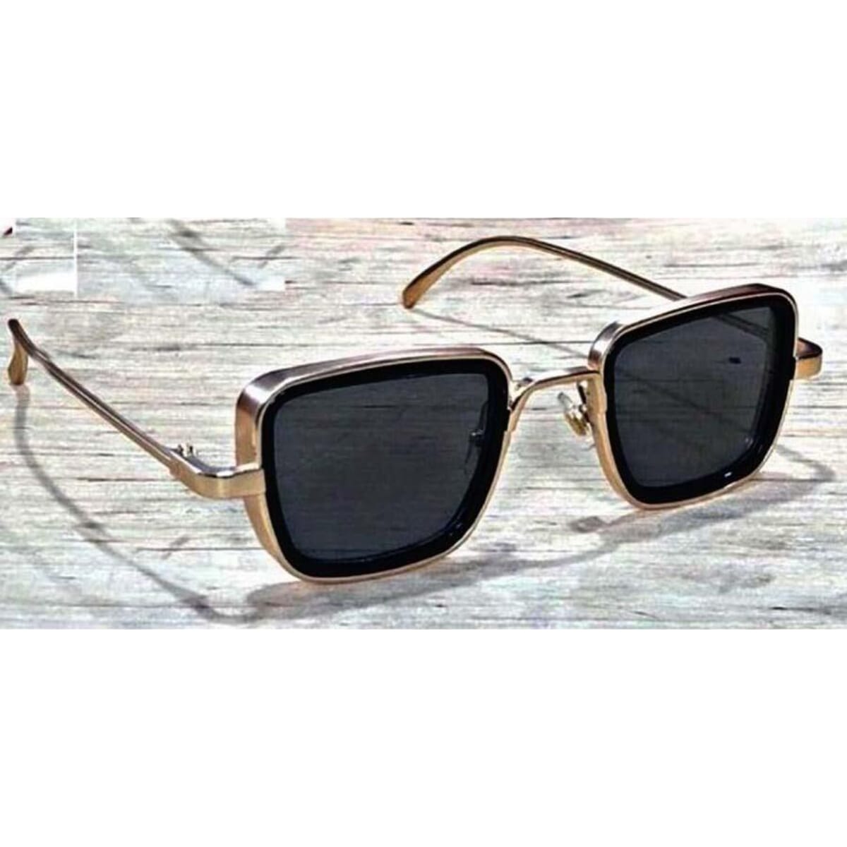 Silver/Gold/Black Blue Uv Protection Square Metal Body Unisex Sun-Glass