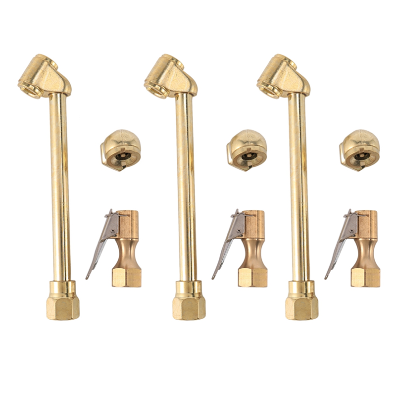 NAMUNY 9 Pack Heavy Duty Brass Air Chuck Set, 1/4 Inch Brass Air Chuck for Tire Inflator Gauge Compressor Accessories