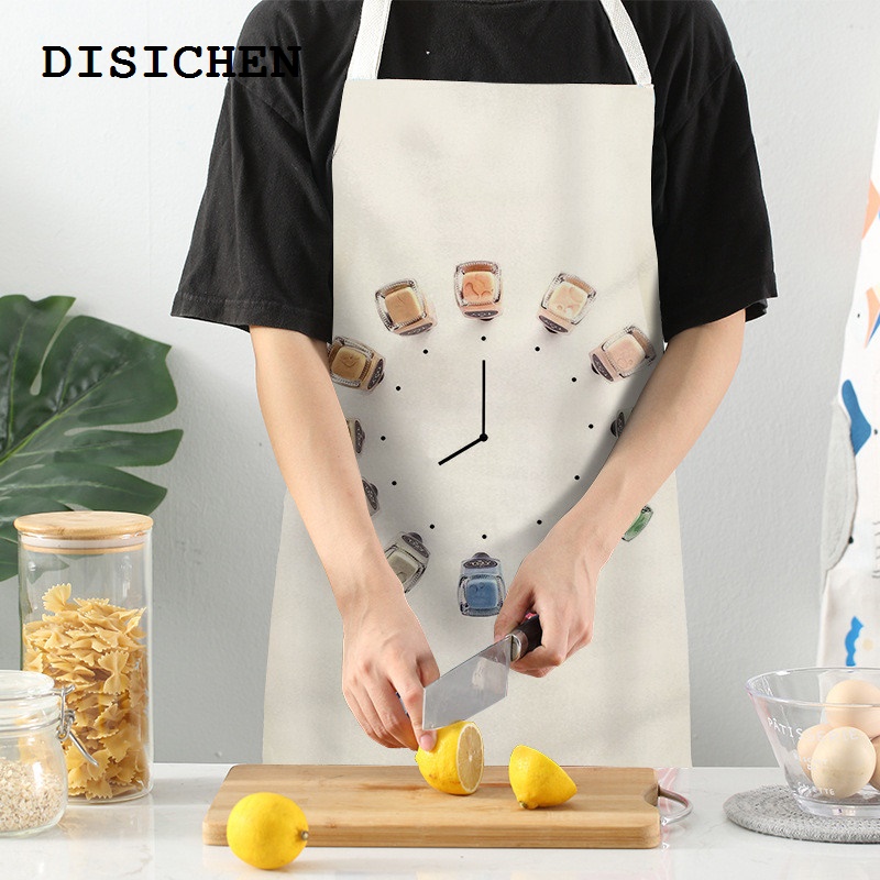 DISICHEN 2025 New 1Pc Kitchen Apron Cute Cartoon Cat Printed Sleeveless Cotton Linen Chef Aprons for Men Women Home Cleaning Tools 55x68cm