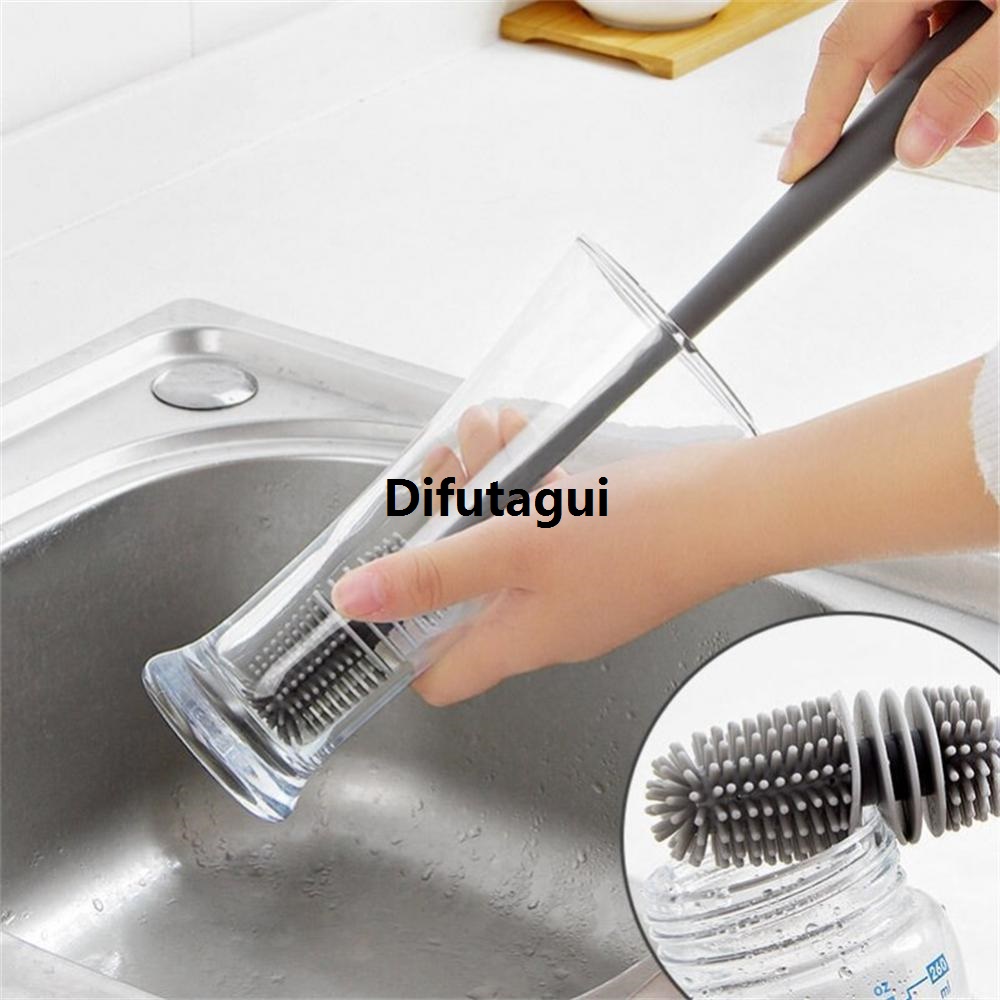 Difutagui Cleaning Brush Glass Cup Brush Bottle Long Handle Stainless New style Steel 1pc Bottle Brush Cup Wash Glass Cleaner Kitchen Tools