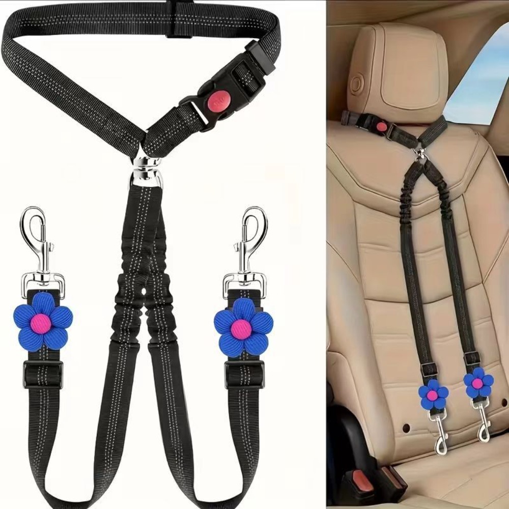 New Double Head Dog Safety Harness Split Connection Headrest Attachment Pet Harness Adjustable Pet Car Headrest Restraint Dog Restraint