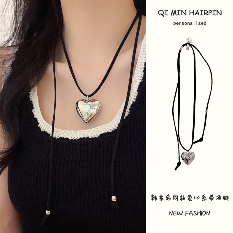 【Mega Sale】Han Suxi's Sweet and Cool Love Lace-up Necklace Women's Luxury Clavicle Chain Design Hot Girl Necklace