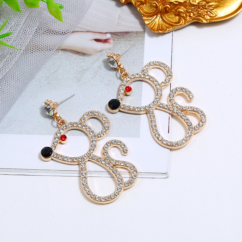 【Happy LifeStore】Lovely Cartoon Zirconia Crystal Mouse Drop Earrings for Wo Cute Animal Earring Jewelry Girls Kids Birthday