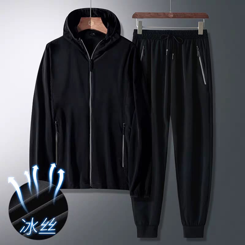 Linman Men's Tracksuits Korean Sunscreen Men'S Summer Thin Breathable 【2025 Version】Outdoor Running Jacket Ice Silk Leisure Sports Suit Quick Drying