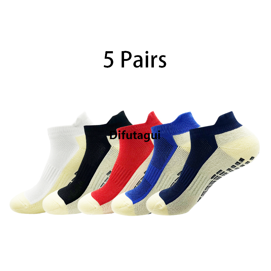 Difutagui 5 Pairs New Men Sports Shock Absorption Sweat Breathable Silicone Fifty percent discount Bottom Football Socks Women Indoor Yoga Fitness Socks Soccer