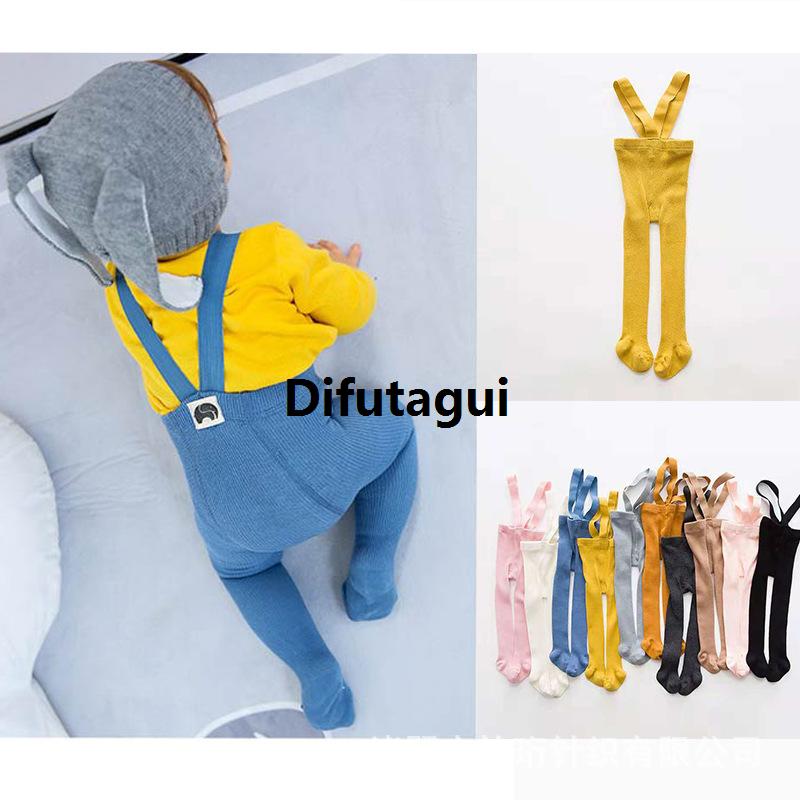 Difutagui Baby suspenders Baby pantyhose high waist umbilical protection breathable Portable leggings with feet socks child tights baby stockings
