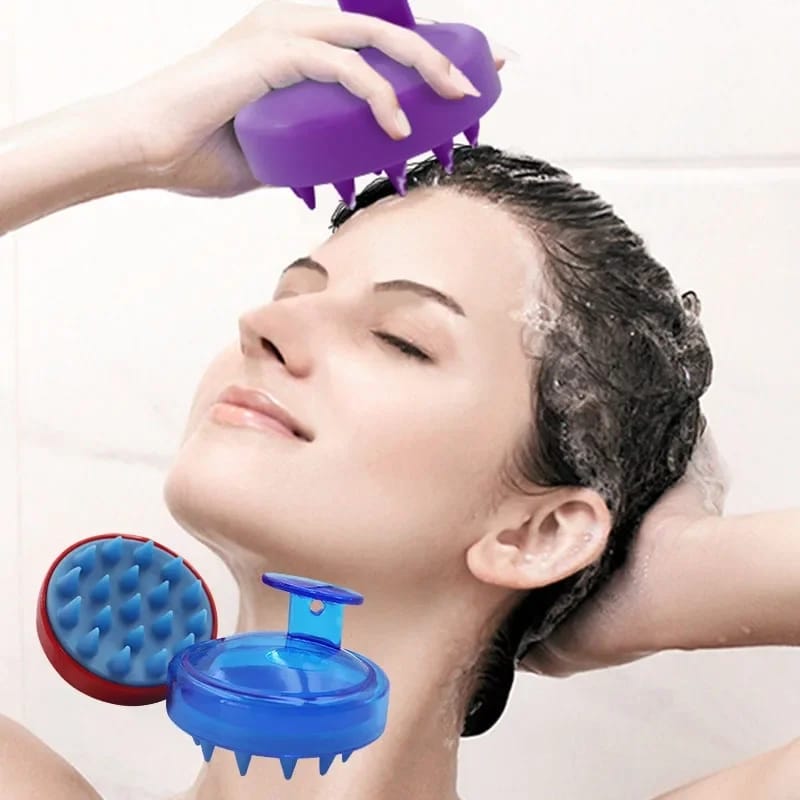 BLUE BELL -scalp massager brush , soft silicone brush for hair cleaning exfoliating scalp massage .
