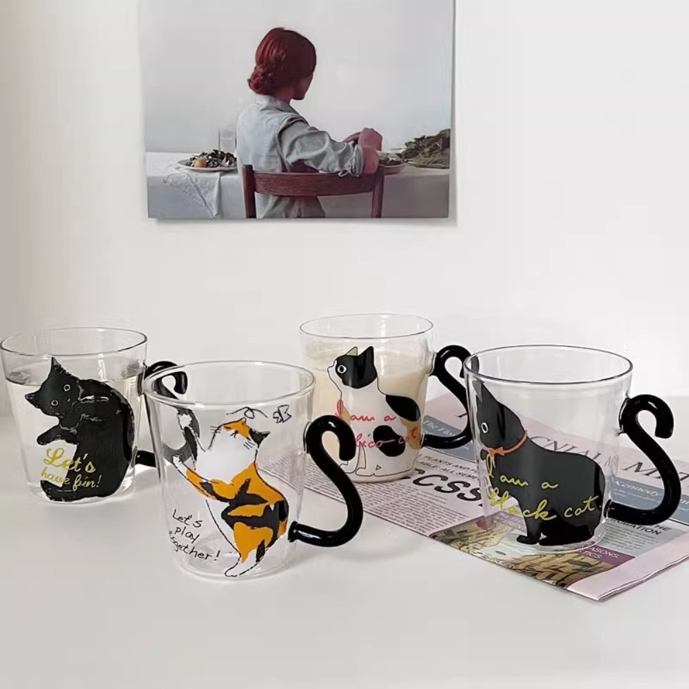 Cute Bamboo Lid Glass Cup Cold Bubble Tea Cup Wine Drinkware Coffee Mug