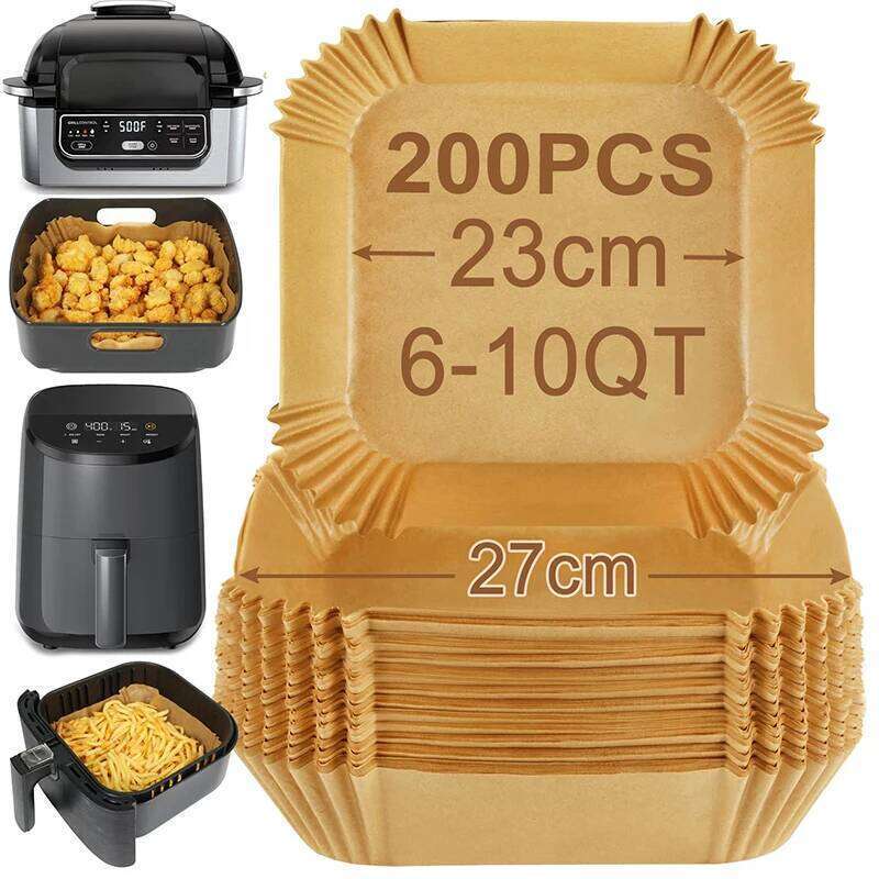 Large Air Fryer Disposable Liners Nonstick 23cm Oven Airfryer Parchment Baking Paper for Ninja COSORI Grill Cooking Basket