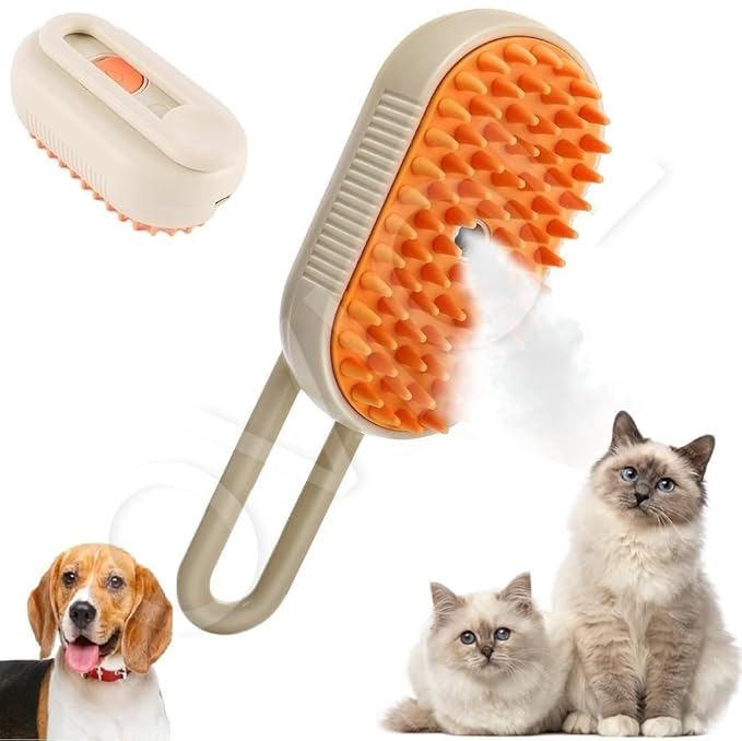3 in1 Cat Dog Steamy Brush Handheld for Cats and Dogs Massage Pet Hair Brush White /Dog Cat Grooming Brush, 3 in 1 Pet Hair Removal Comb, Dog Steam Brush, Cat Steam Brush, Self-Cleaning Straightener