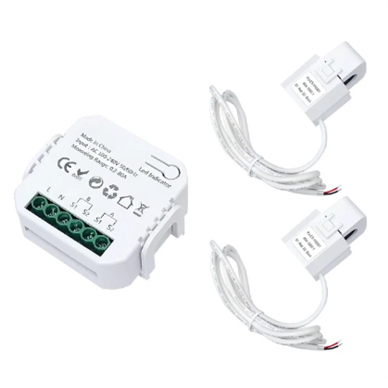 Tuya Smart Life ZigBee Energy Meter Bidirectional 2 Channel with Clamp CT App Monitor Power,80A,110V 240VAC Easy Install Easy to Use