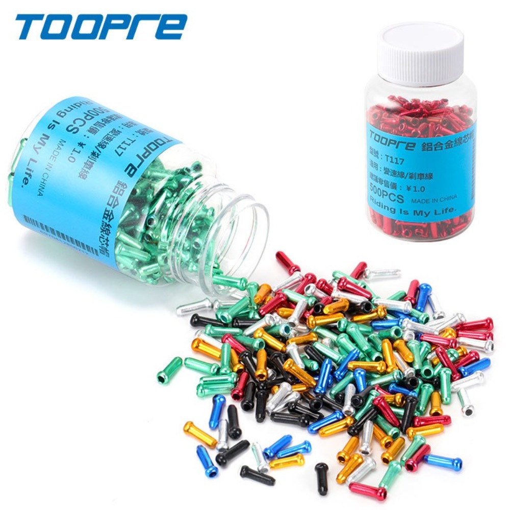 50pcs Durable TOOPRE Bicycle Cable End Caps Aluminum Multiple Colors Bicycle Brake Wire End Caps Bicycle Parts for MTB Road Bike