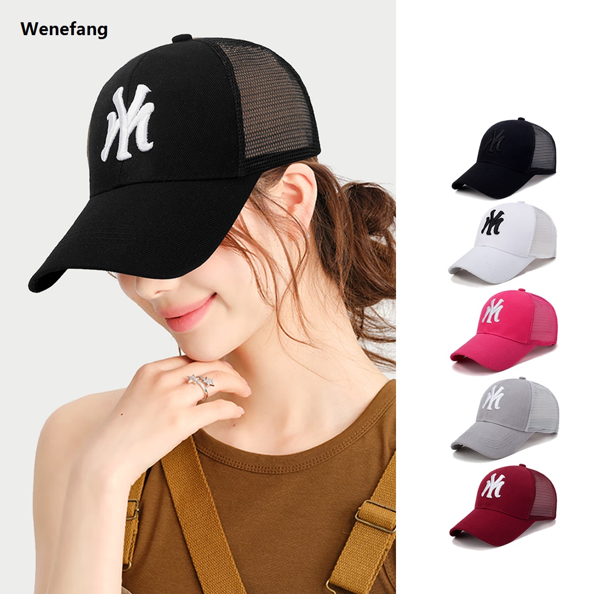 Wenefang Summer Gauze Baseball Cap with Letter Embroidery Fashion Cap Outdoor 【2025 Version】 Peaked Cap Men and Women Fashion Street Style Sun Hat