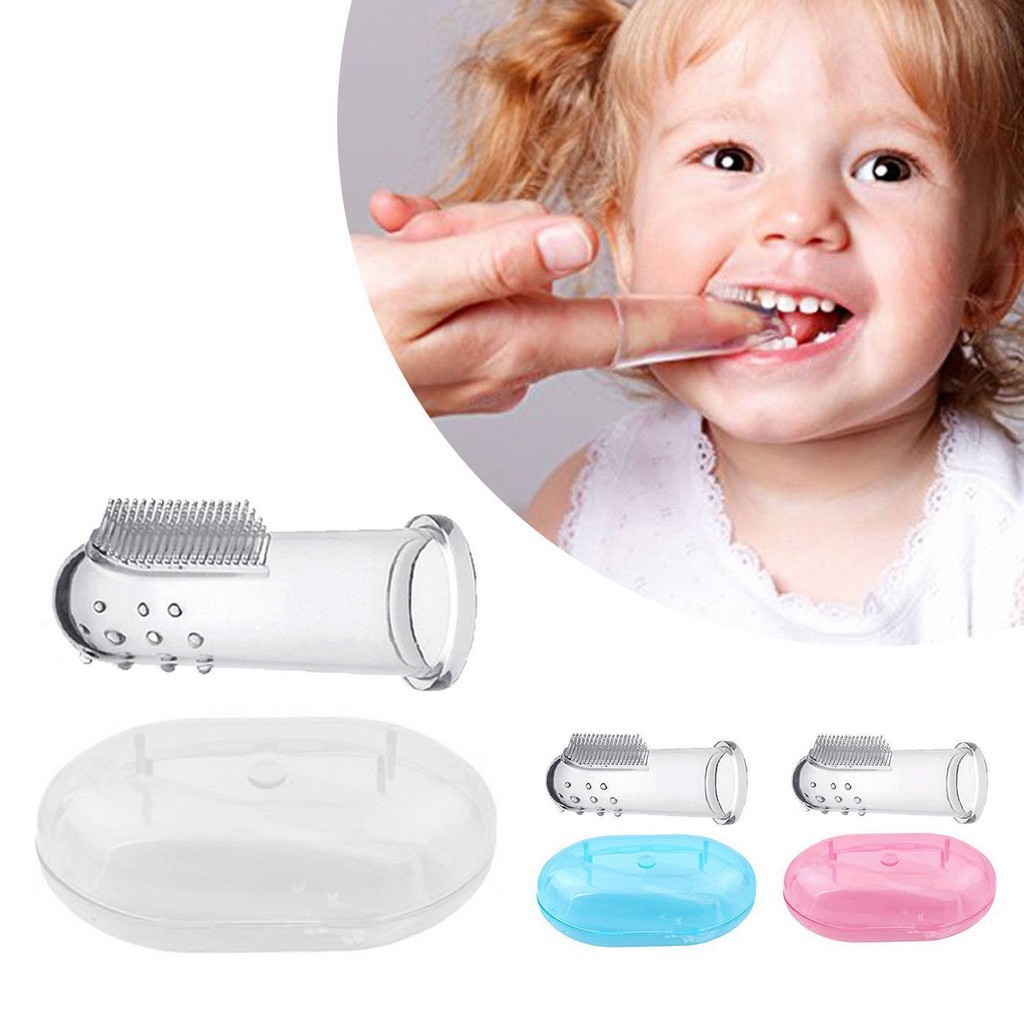 Mumlove Baby Finger Toothbrush Set - Safe Silicone With Travel Case
