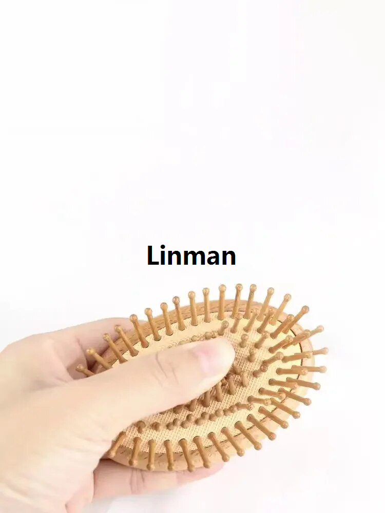 Wooden Massage Comb Mini Brush Massage Detangling Hairbrush No Handle Scalp Care Styling Comb for Straight Curl Hair