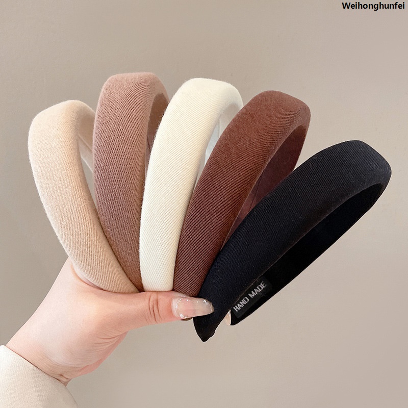 WeihonghunfeiFifty percent discount Fashion Solid Color Hair Bands Girls Vintage Elastic Headbands Sponge Hairbands Hair Hoop Korean Hair Accessories for Women