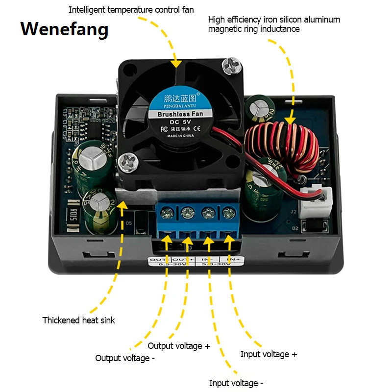 Wenefang DC DC Buck Boost Converter CC CV 0.6-36V 4/5A 5V 6V 12V 24V 35-50W/80W Bargain price Power Module Adjustable Regulated Laboratory Power Supply