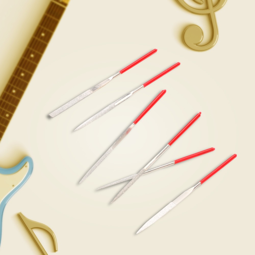 10 Pcs Durable Diamond Metal Files Fret Nut Files ​Mini Needle Files​ ​3x140mm ​Saddle Slot Files Sharping Tool​ ​Luthier Repair Tool ​For Guitar/Violin​