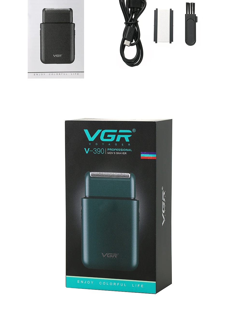 VGR-Pro Beard Shaver V-390: Portable Electric Shaver, USB Charging