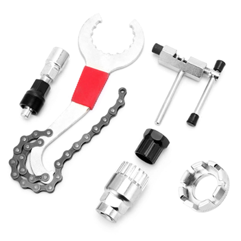 6PCS Bicycle Repair Tool Kit Flywheel Puller Wrench Chain Remover Accessories Aluminum, Steel