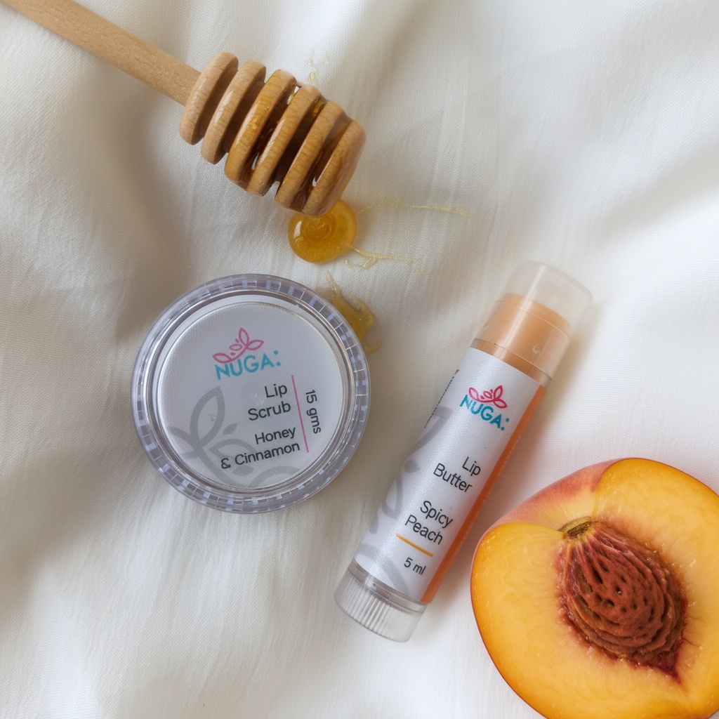 Nuga: Lip Care Combo - 1 - Lip Scrub Beetroot 15gm + Lip Balm Double Mint 5ml