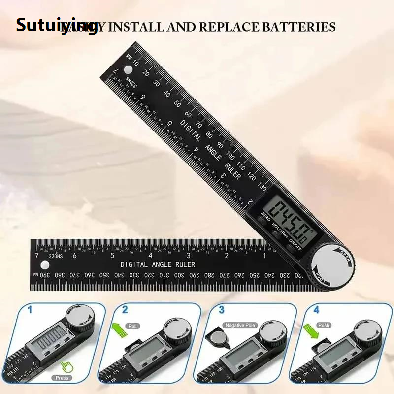 Sutuiying 2 in 1 Digital Angle Detector Scale for Woodworking Measurement New style 360° Protractor Tool with Easy Read Display 8 inch/200 mm