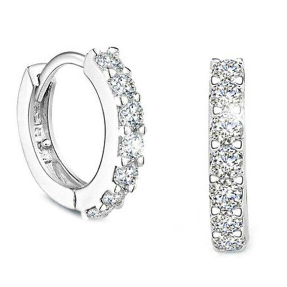 【Happy LifeStore】Korean Style Cute Compact Ear Stud Wo Ladies Girls Ear Fashion Rhinestone Earrings Chic Gift EAR-0678-SV