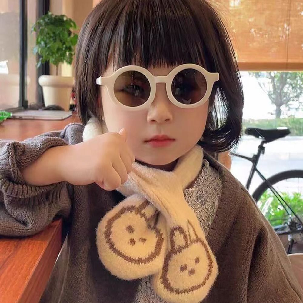 Soft Windproof Kids Cap Scarf Plush Thickening Baby Hats Scarf Winter Warm Rabbit Embroidery Neck Warmer Children Toddler Kids