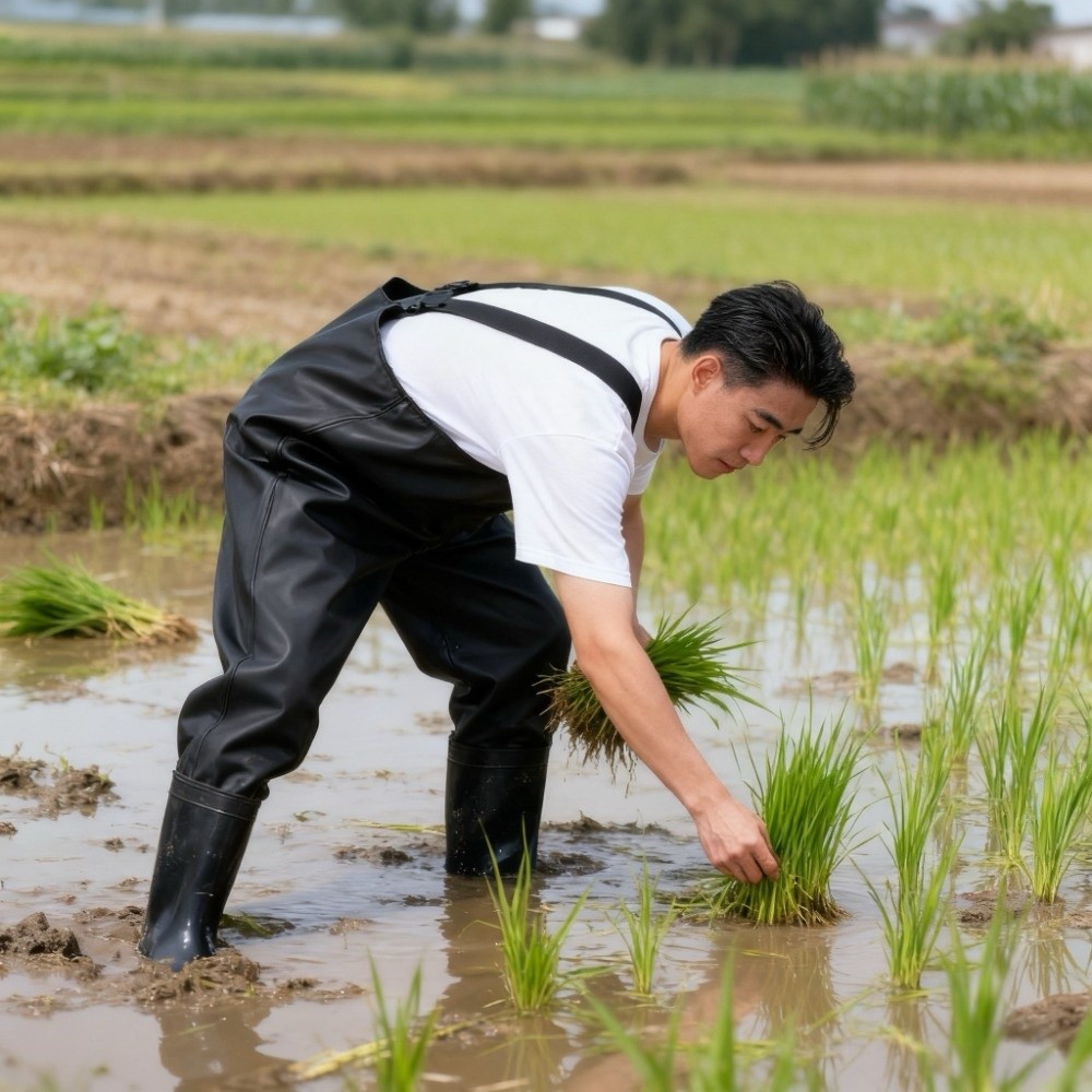 Rain Pants Waterproof Chest Wader Quick-Dry Insulated Fishing Water Pants with Boot Durable Thick Suspender Trousers Farm Work