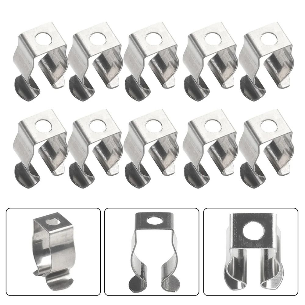 10Pcs Durable Fixing Clips Spring Terry Clip Heavy Duty Clamp Holders Lamp Tube Clip Base Tool T8/T10 Pipes Clamp for 25mm/32mm Dia Tube