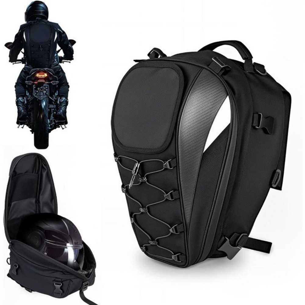 Multifunction 38L Motorcycle Tail Bag Waterproof Luggage Storage Seat Bag Large Capacity Dual Use Helmet Bag for Commuting Travel
