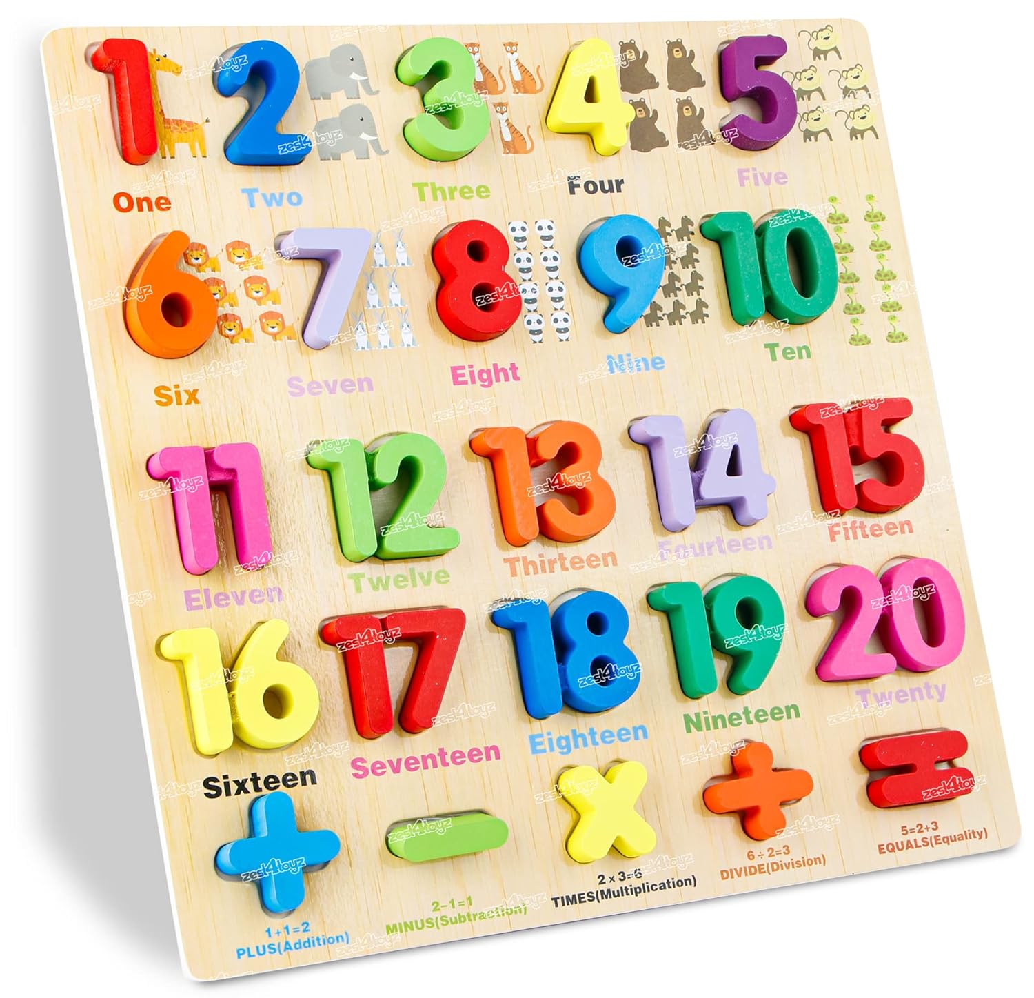Toyz Wooden Puzzle - My First Learning Educational Board, 1234 Numbers & Shapes Toys for Boys & Girls (Pack of 1)