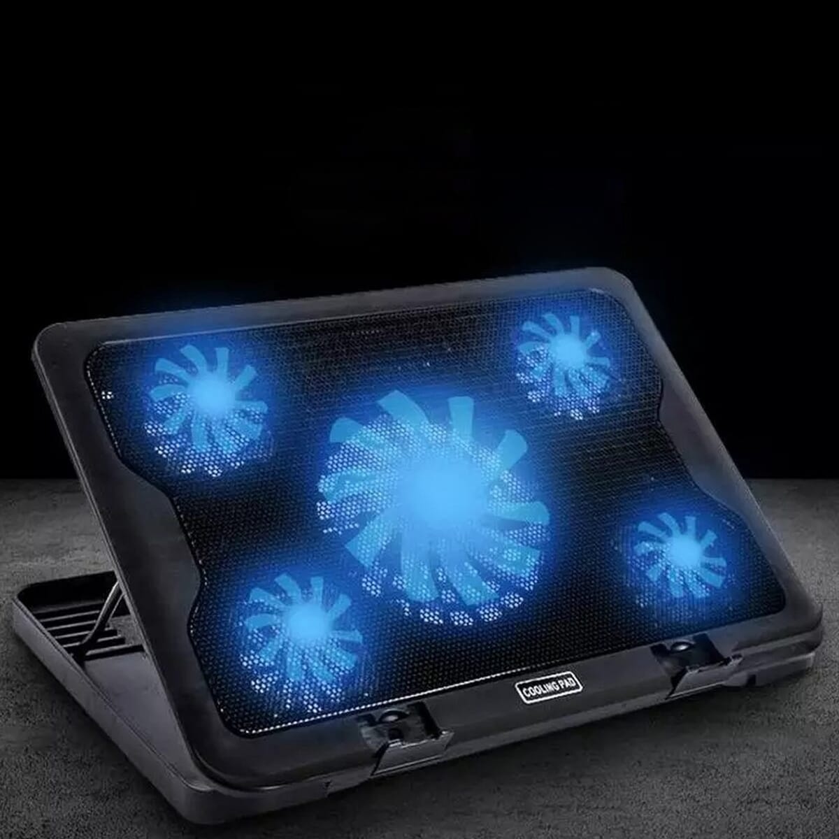 MISTRAL Blue LED Backlit Gaming 5 Powerful Cooling Fan Adjustable Notebook Stand Laptop Cooler