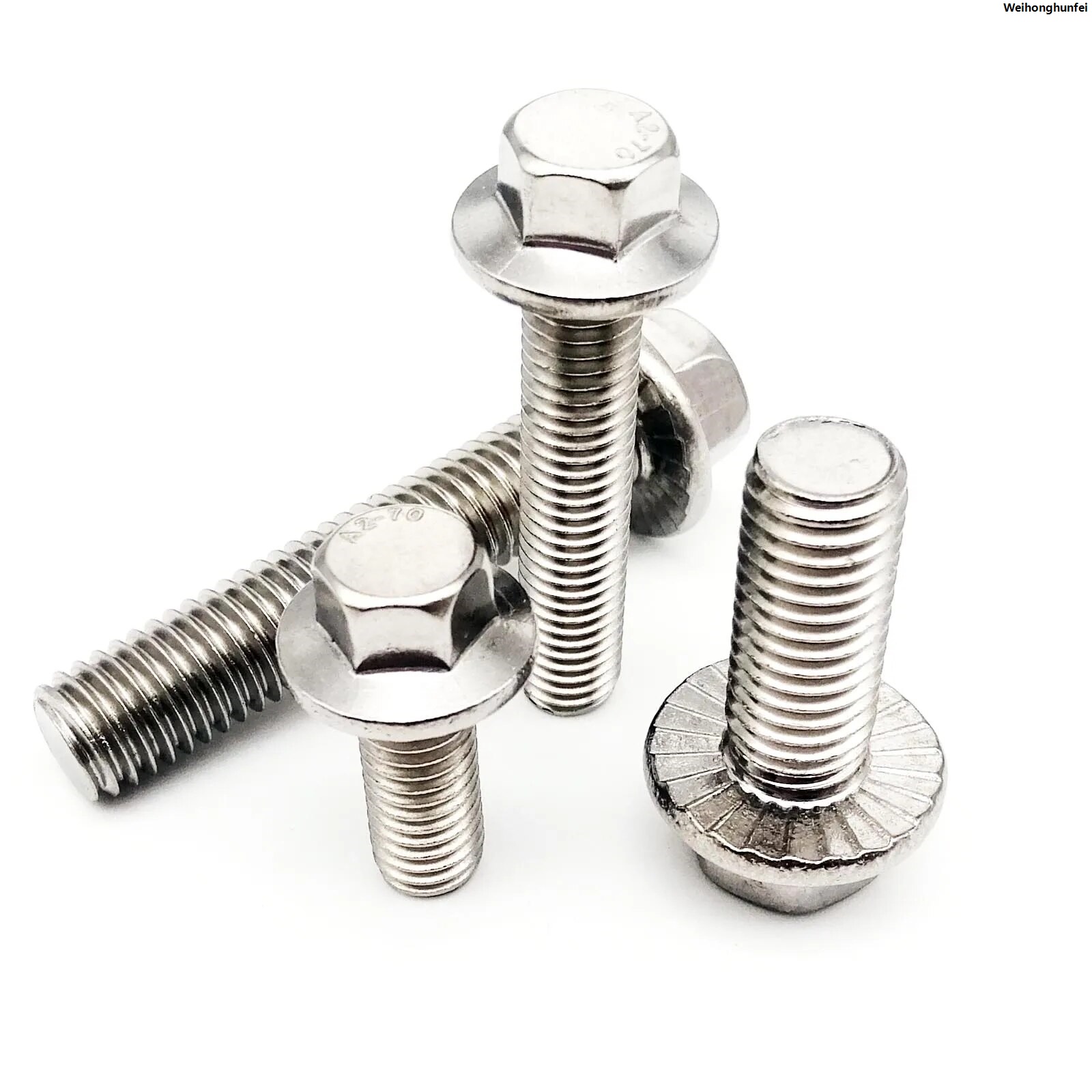 WeihonghunfeiSales promotion 2/5/10pcs Flange Head Bolt Hexagon Hex Head with Serrated Washer Cap Screw M5 M6 M8 M10 M12 A2-70 304 Stainless Steel GB578