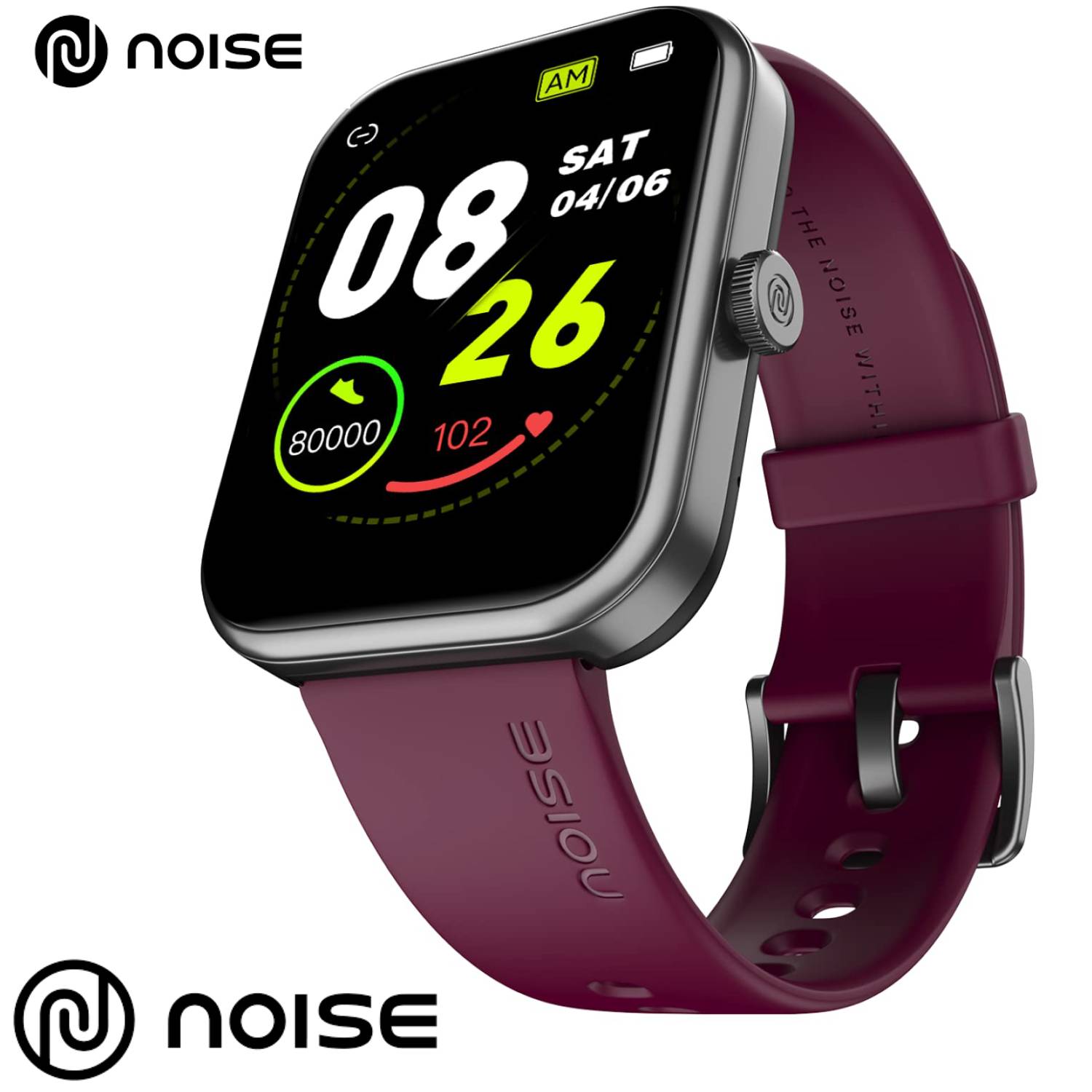 Noise Pulse 2 Max 1.85" Display, Bluetooth Calling Smart Watch, 10 Days Battery, 550 NITS Brightness, Smart DND, 100 Sports Modes, Smartwatch for Men and Women (Deep Wine)