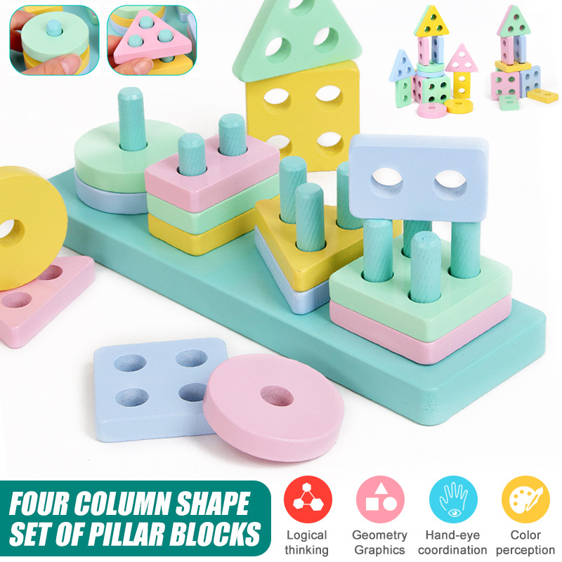 Bizzy wooden Geometric Shape Sorter | Geometric Intelligence Wooden Puzzles | Teaching Geometric Shape | Cognitive Matching Toys colorful For Kids