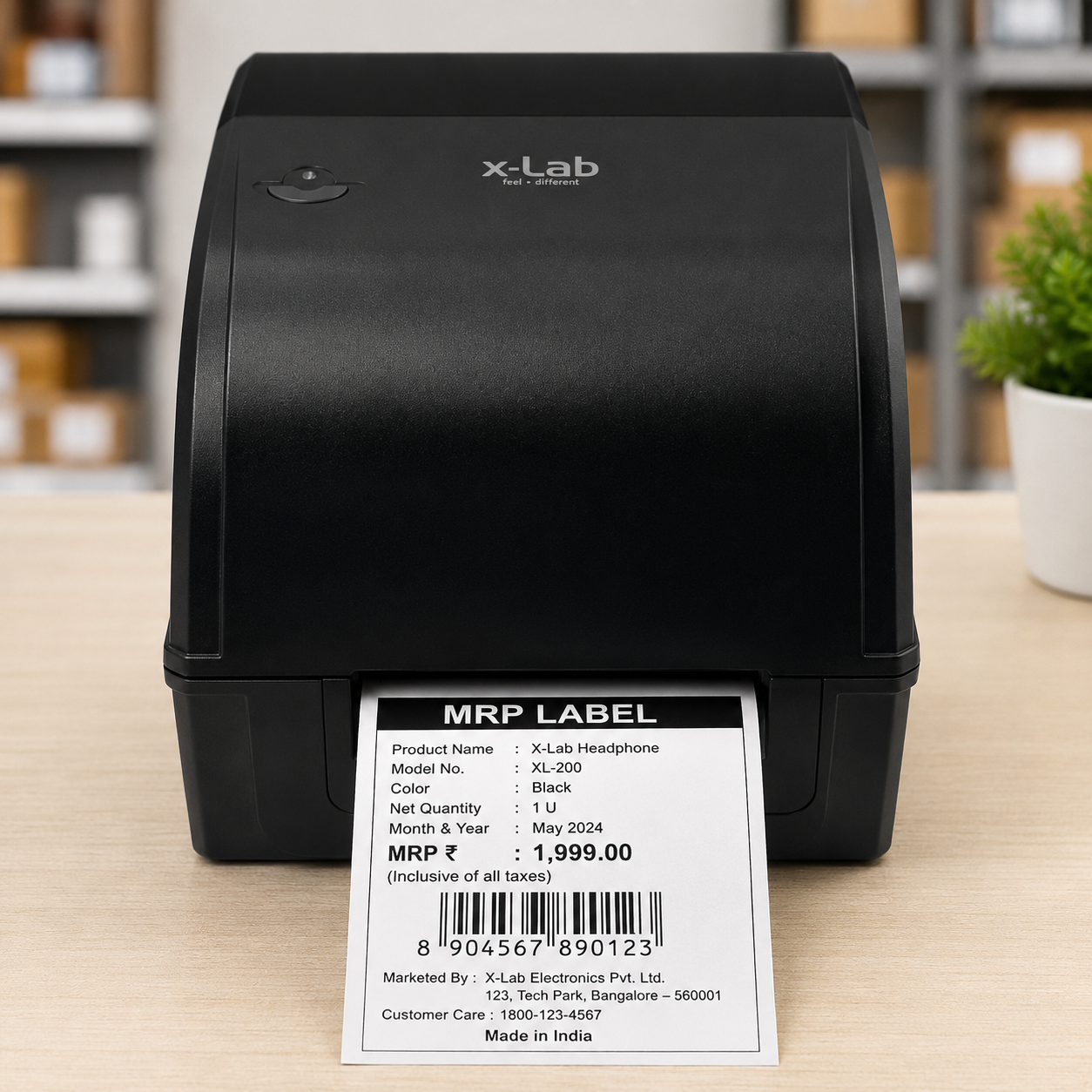 Thermal Barcode Label & POS Printer XLAB XBLP-426T USB, LAN Support Best For Supermarkets, Clothing Stores, Electronics Shops Restaurants & Cafes Black In Color