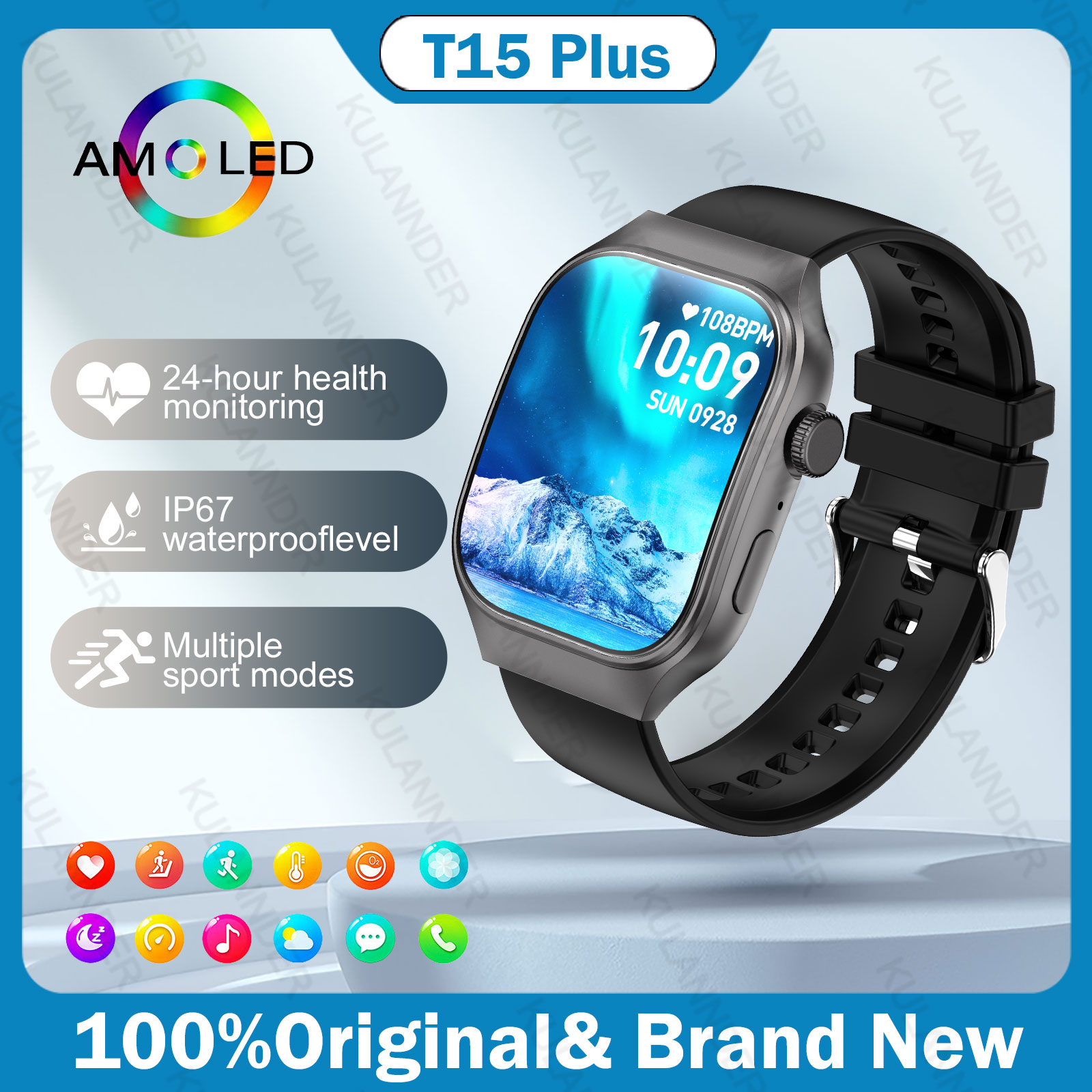 Linman 2024 New For Xiaomi Huawei Blue Tooth Call Smart Watch Heart RProfesional ate Health Voice Assistant 100+ Sports Modes Outdoor Smartwatch