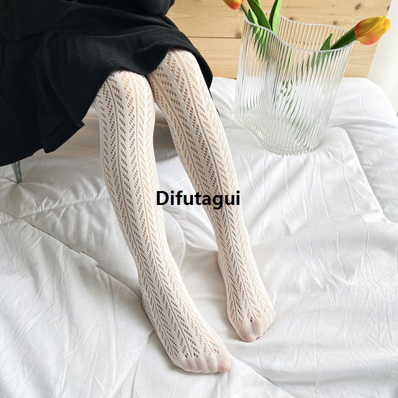 Difutagui 2024 New Summer Girls Tights Pure Cotton Breathable Mesh Beige White New style Black Children Princess Pantyhose Lolita Leggings For 2-12y