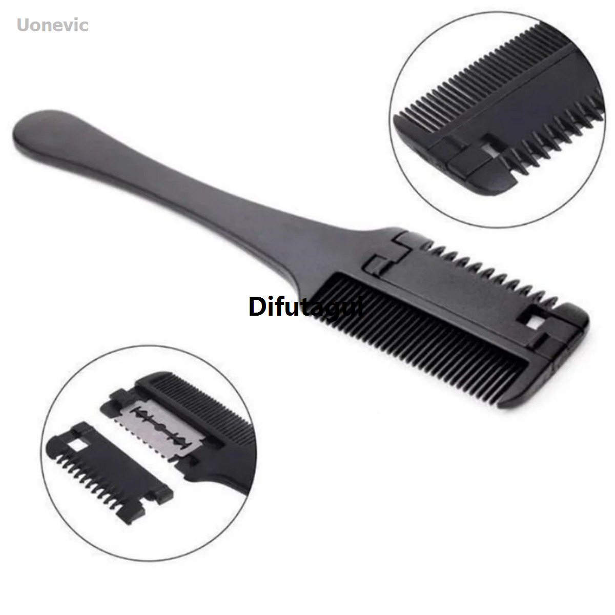 Difutagui DIY styling tool handle hair brush with shaving scissors, Bargain Sales promotion price black razor, barber scissors, salon thinning hair tools