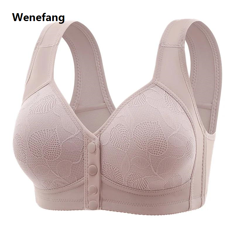 Wenefang New Pregnant Women's Front Open Button Breastfeeding Bra Women's 【2025 Version】 Large Steel Ring Free Bra Traceless Thin Comfortable Bra