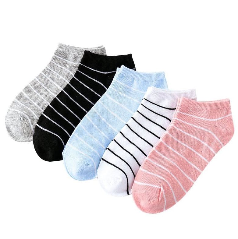 Women's Fashion Classic Comfortable Cotton Ankle Socks - Pack Of 5 Pairs - Multicolor and Multi Design