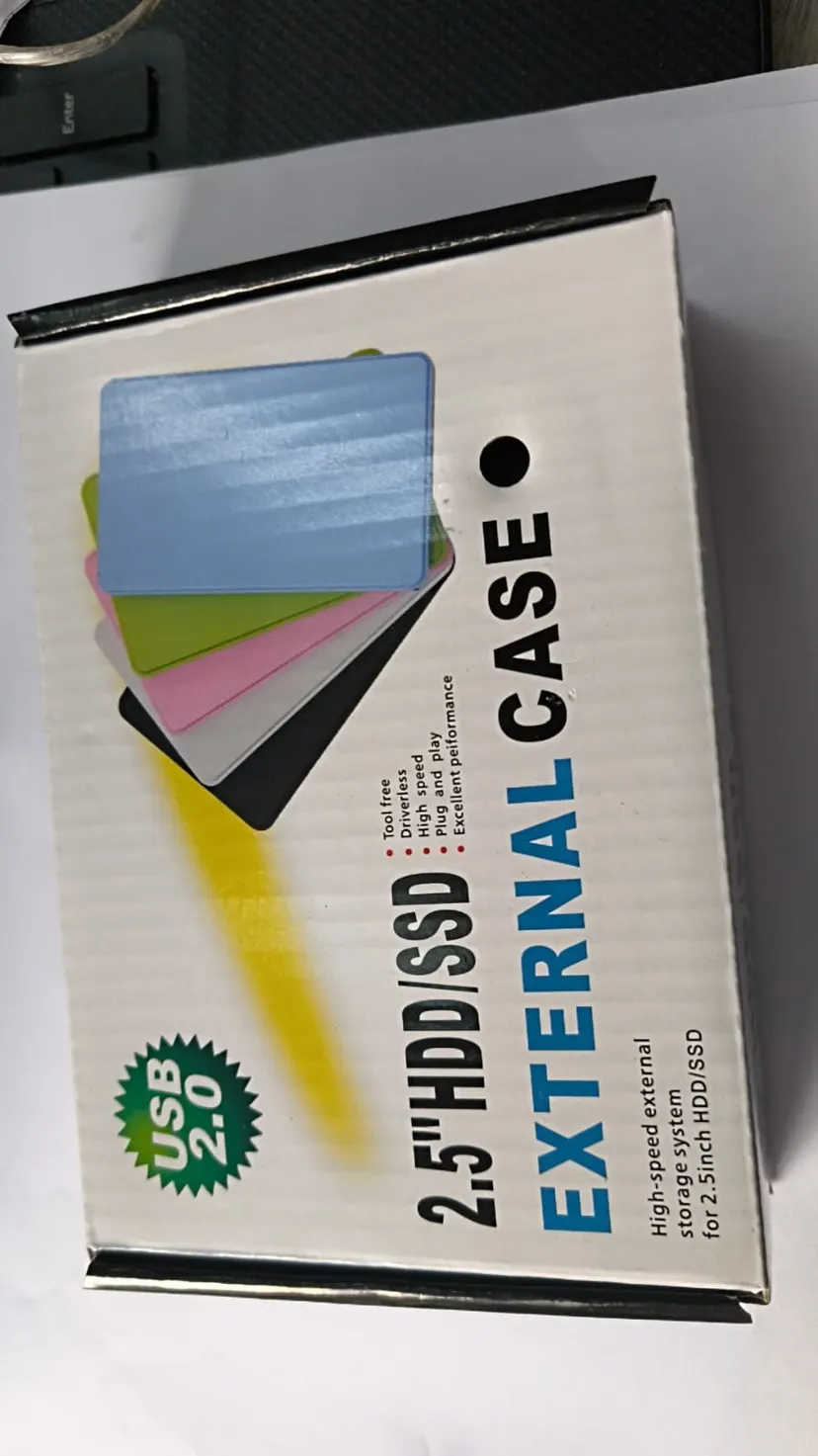 HARD DISK CASE SATA 2.5 INCH LAPTOP/SSD USB 2.0 5 PIN CABLE PLASTIC BODY