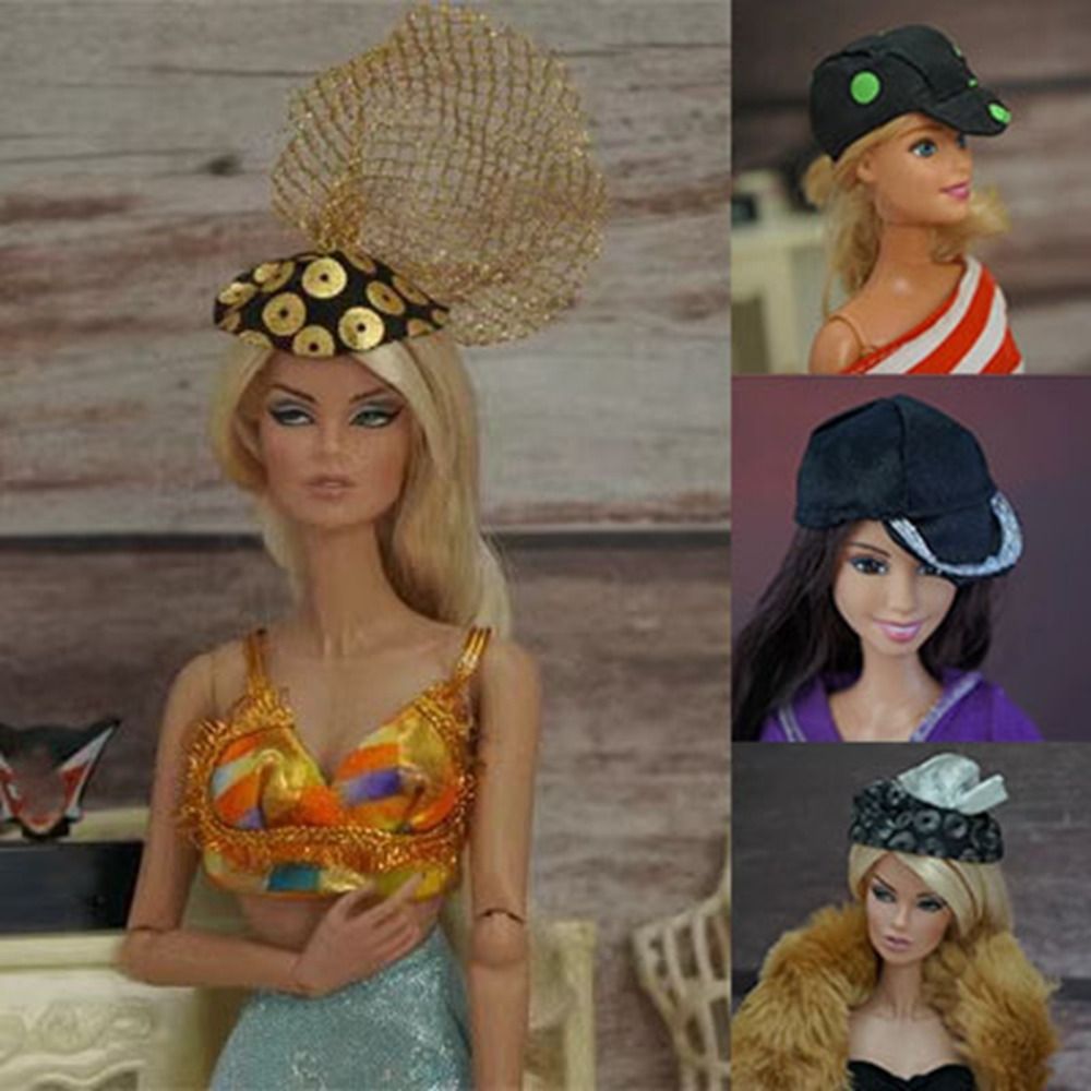 High Quality Fashion Doll Hat Multi-Styles Baseball Riding Cap Doll Necklace Jewelry 30cm Doll