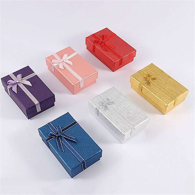 Bow Ribbon Simple Exquisite Gifts Packaging Earrings Ring Necklace Bracelet Storage Jewelry Organization Display Box