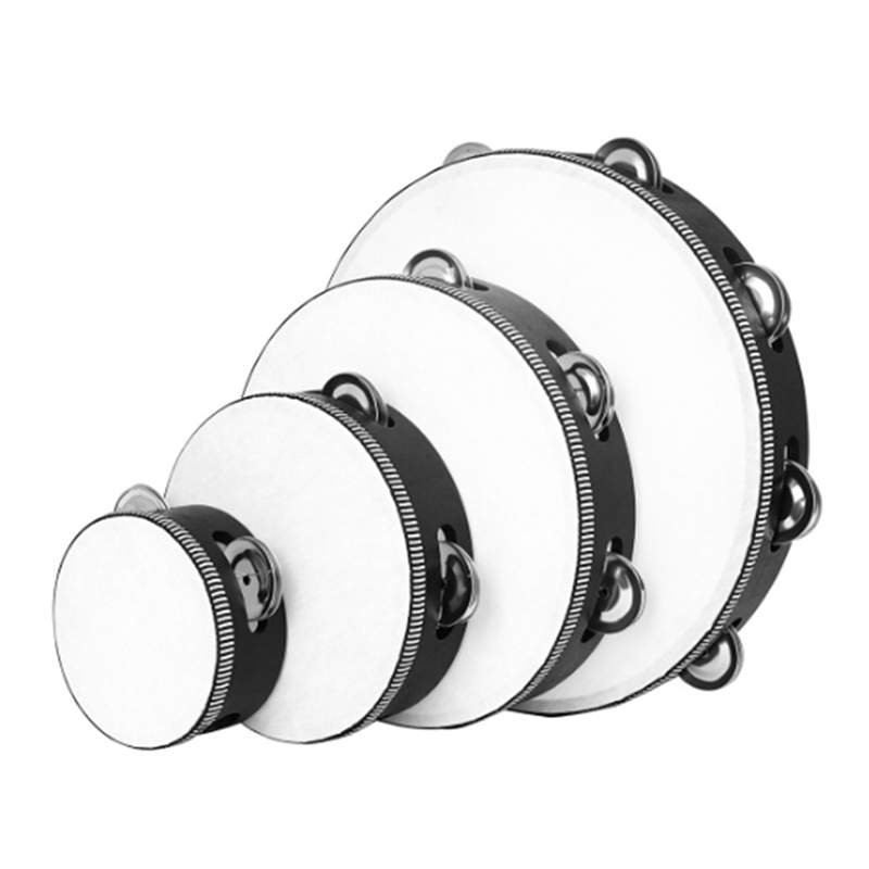 4Pcs Double Row Hand Bell Drum Kit Hand Bell Drum Kit Wood Drum 4 Inch 6 Inch 8 Inch 10 Inch Handheld Drum
