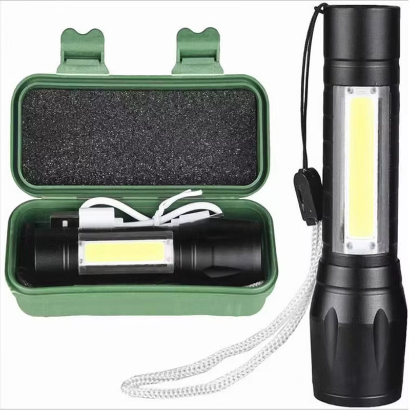 1000 Lumen Mini Keychain Flashlight | USB Rechargeable Zoomable COB+XPE LED Torch with 3 Modes for Camping, Emergency & EDC
