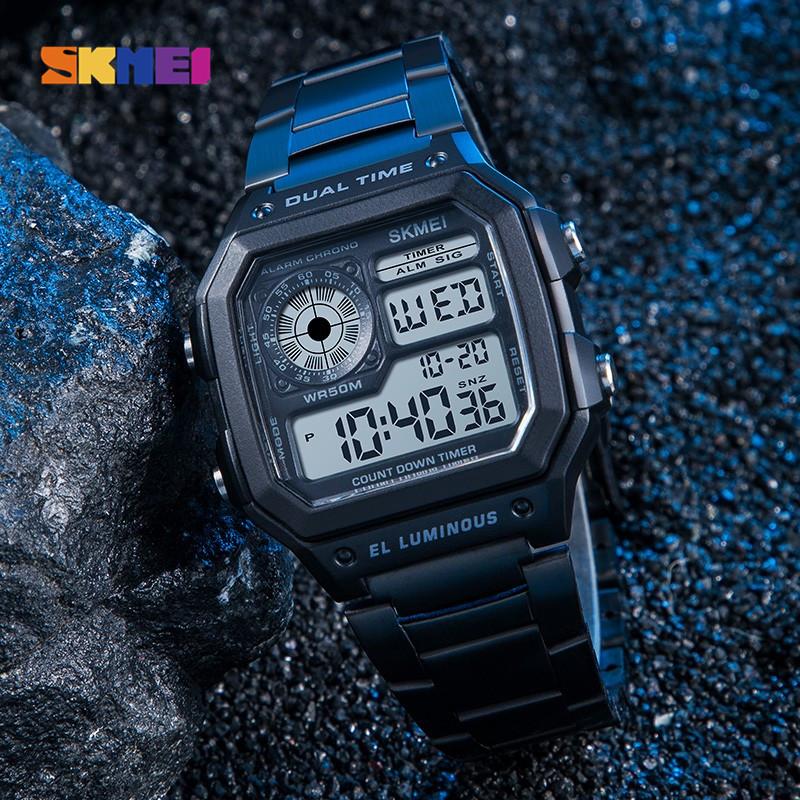 SKMEI 1335 Double Time Digital Chronograph Watch For Men - Black