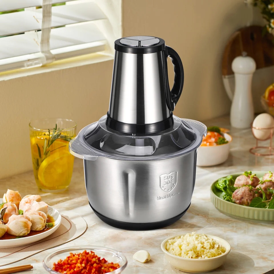 Electric Stainless Steel Meat Chopper 2L Household Grinder & Food Processor - Smart Gallery